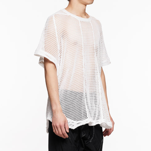 818KNM3-WHITE / メッシュシームドカイトニット - JULIUS